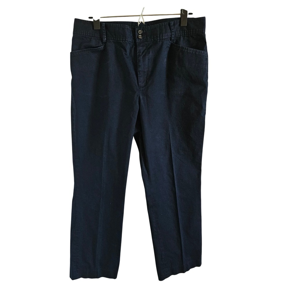 Chaps Womens Navy Blue Straight Leg Stretch Twill Dress Pants Size 12